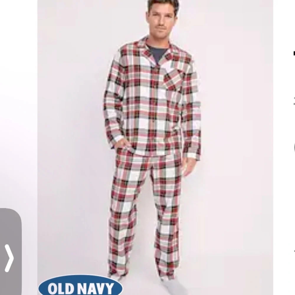 Old Navy pajamas - white/red/green tartan plaid 2 pc. flannel set NWT